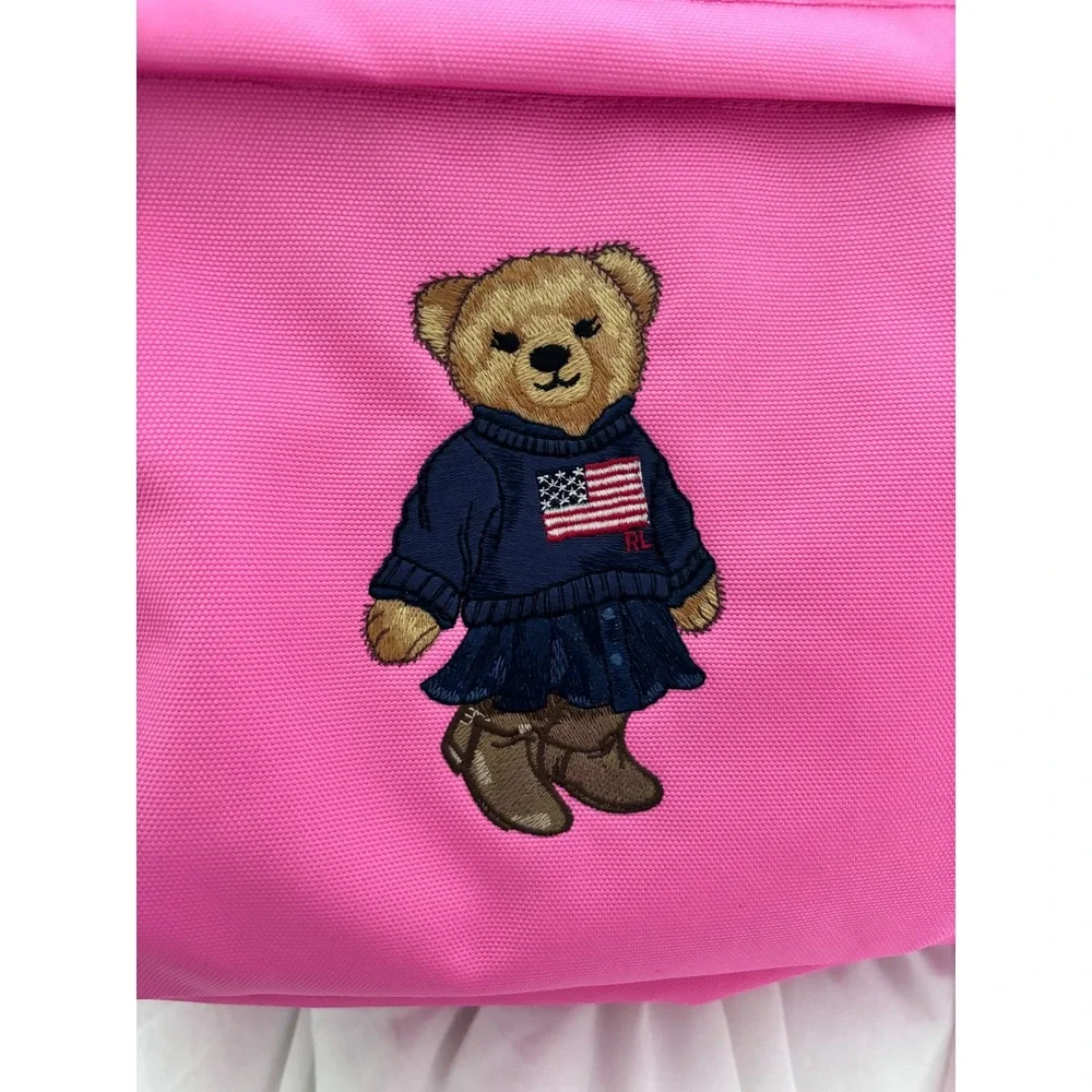 Polo Ralph Lauren Pink Polo Bear Canvas Backpack Kids School Bag
